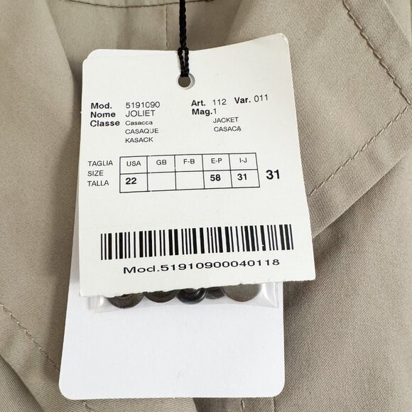 Marina Rinaldi Sport Casaca Utility Jacket – NWT Size 22 / 31 Luxury Cotton - Picture 3 of 14